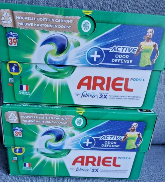 ARIEL ACTIVE + ODOR DEFENSE - 2 boîtes de 39 soit 78 pods