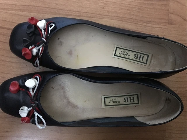 HB Loafers Size 4.5 Black Leather Heeled Shoes EU 37.5 Good Con