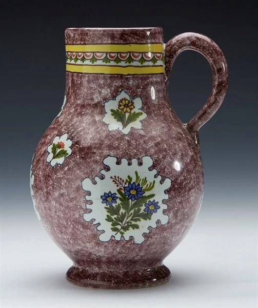 Antique/Vintage Faience Delft Floral Painted Jug 19/20Th C.