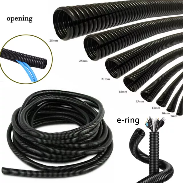 1/3/6M OD7-28mm Split Wire Loom Conduit Polyethylene Tubing Black  Sleeve Tube