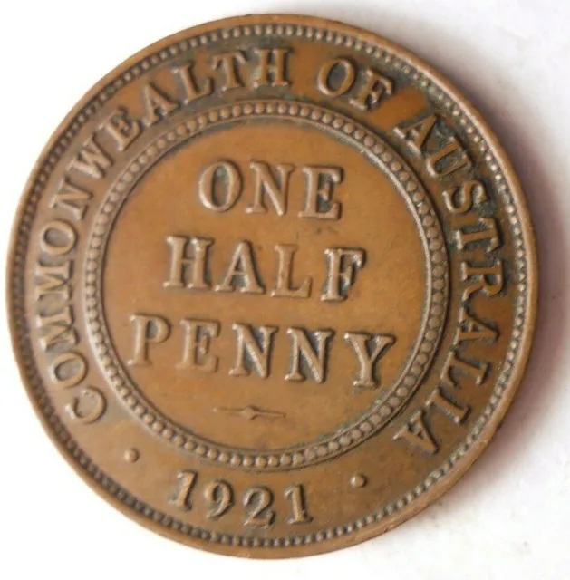 1921 Australie 1/2 Penny - Grand Rare Pièce de Monnaie Australie Poubelle#E
