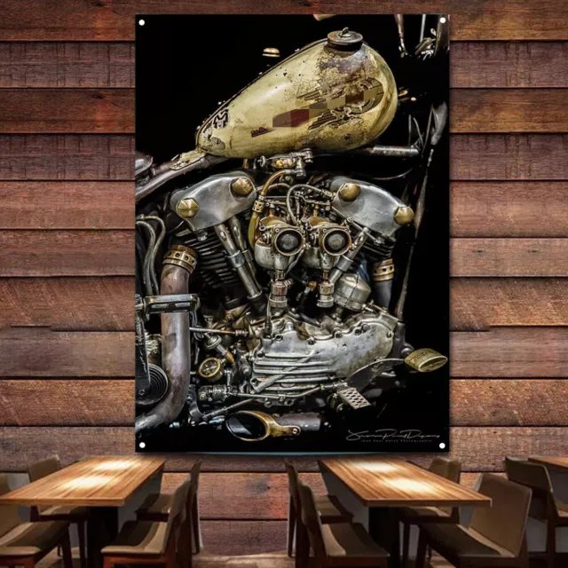 Old fashioned Motorcycle Engine Poster Wall Flag Banner Garage Wall Decor Mural