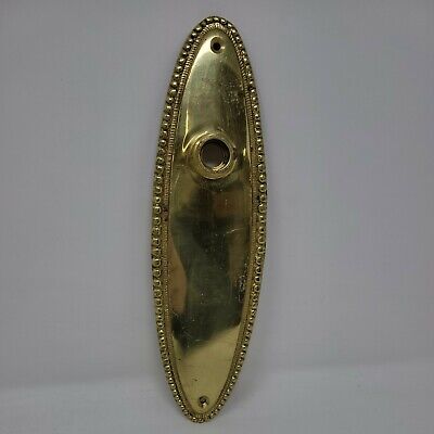 Vintage Cast Brass Plate Rope Bead Entry Door Plate 9.5" Tall Shiny