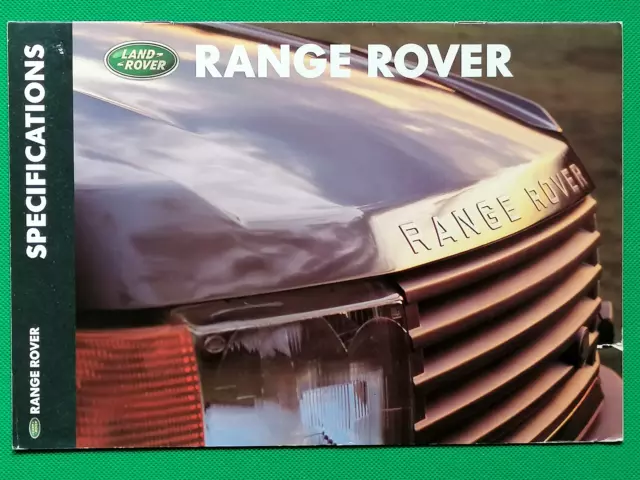 1998 RANGE ROVER (P38 Specifications Guide Brochure -4.6, 4.0, 2.5D inc Colours