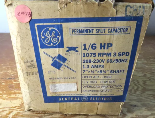 GE 1/6 HP 1075 RPM 3SP 1.3AMP Electric Motor 2