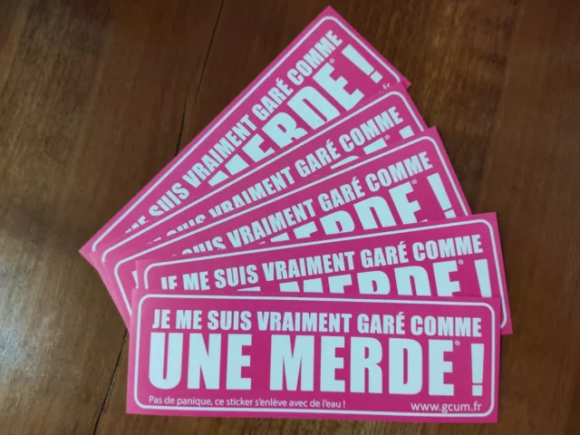 Lot de 5 autocollants dissuasifs pour voiture - Je me suis garé comme une merde