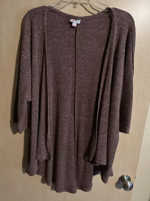 Lularoe Womens Sz S 3/4 Sleeve Open Front Cardigan Sweater Waist Length Mauve 2