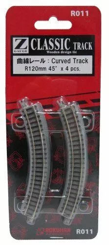 Z Scale Classic Track (Wooden Design Tie) Curved Track R120mm 45degrees (4pcs.)