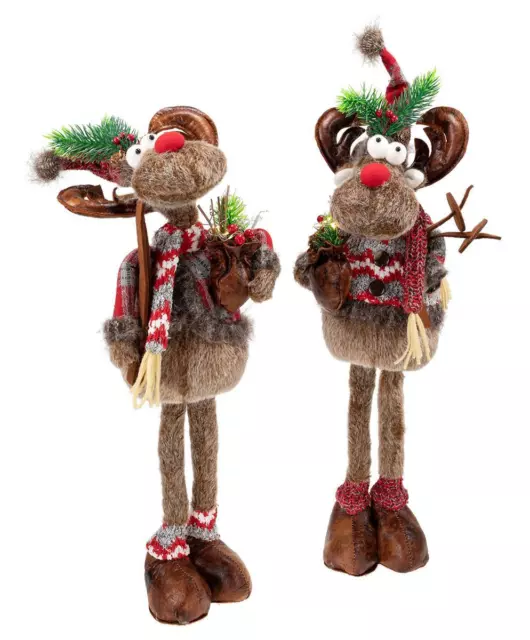 2x Rentier Figur Dekofigur beleuchtet Weihnachtsdeko Nikolaus Weihnachtsfigur