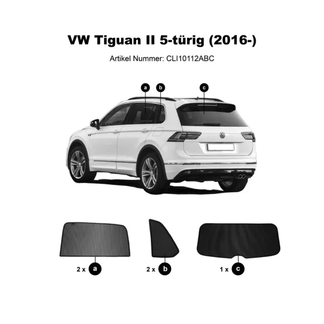 Original VW Tiguan Allspace (III) Sonnenschutz (Satz) (Türen hinten,  Seitenscheiben hinten und Heckscheibe) 5NL064365