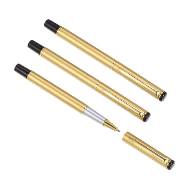 3Pcs Metal Ballpoint Pen Medium Point 1mm Black Ink Ball Pens Gold Tone