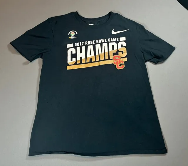 Nike USC Trojans Shirt Men’s Large Blue Rose Bowl NCAA Football Champions 2017
