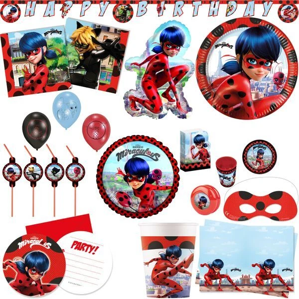 Kit Anniversaire (10 Personnes), Thème Miraculous Ladybug, décoration anniversaire en Tunisie