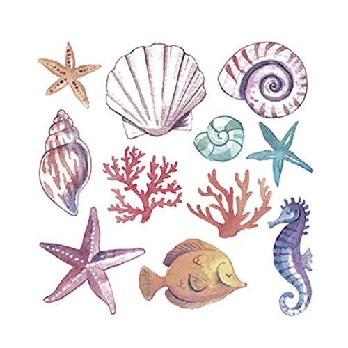 Sea Shells Sea Horse and Wall Decals， 1PC Colorful Underwater World Wall