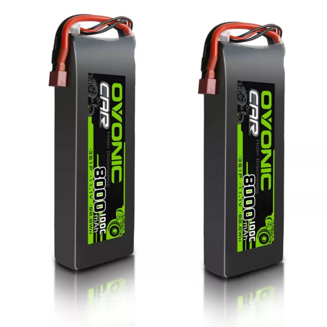 2X Ovonic 11.1V 8000mAh 100C 3S LIPO BATTERY DEANS & XT60 FOR ARRMA TrAXXA CAR