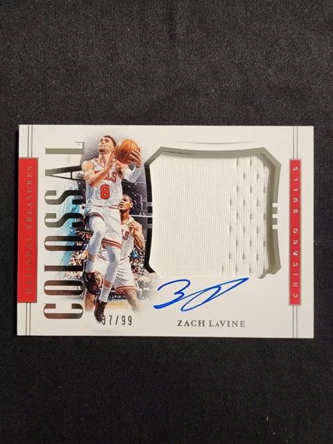 Zach Lavine 2018-19 National Treasures Colossal Jersey Auto /99 Chicago Bulls