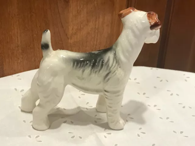 Vintage Porcelain Schnauzer Terrier  Dog Mad Sad Face  Brown Black White 5.5" 3