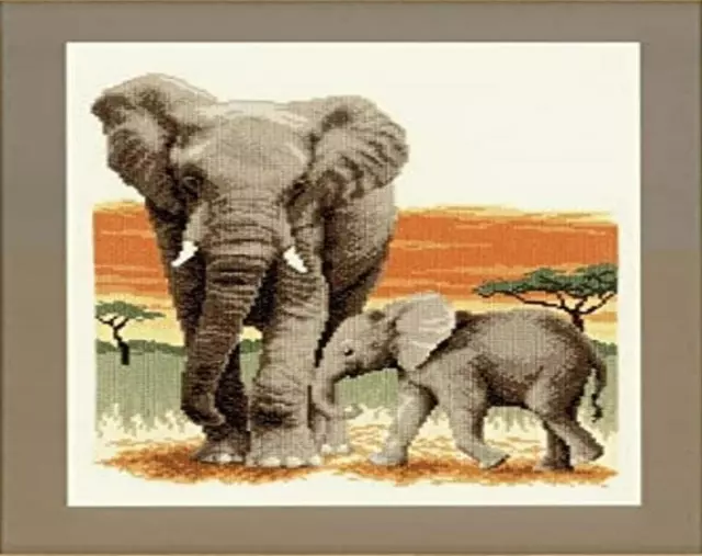 Vervaco Counted Cross Stitch Kit Elephants Journey - 26 x 30cm PN-001576