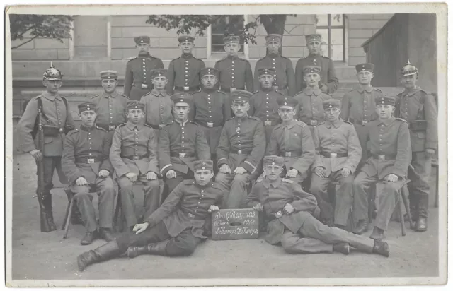 Foto-AK Postkarte Infanterie-Regiment 103 Sachsen 1918 Bautzen Pickelhaube ww1
