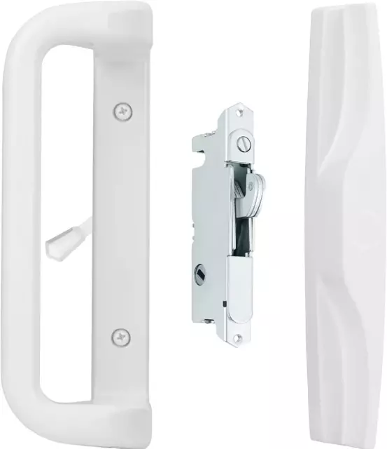 House Guard White Patio Door Handle Set with Mortise Lock for Replacement