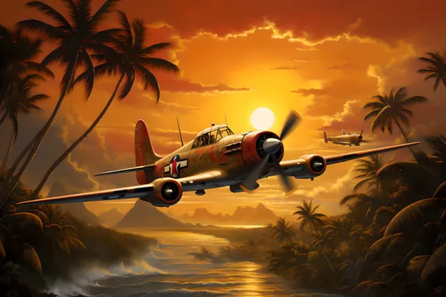 Ww2 war Retro Vintage Fighter Oil Painting Printed On Canvas Home Art Wall Decor