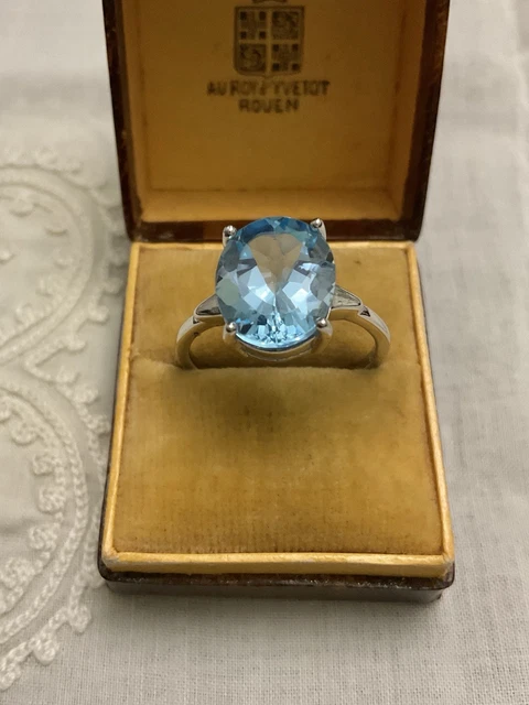 Bague Ancienne En Argent 925 Sertie D'un Saphir Noir - Taille 55 - Style Vintage - Occasion