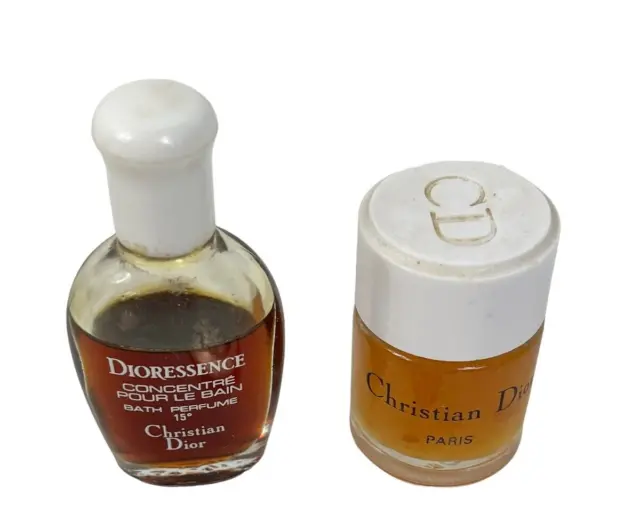 2 Vintage Christian Dior Dioressence Bath Perfume 15° .25 Fl. Oz And Body Lotion