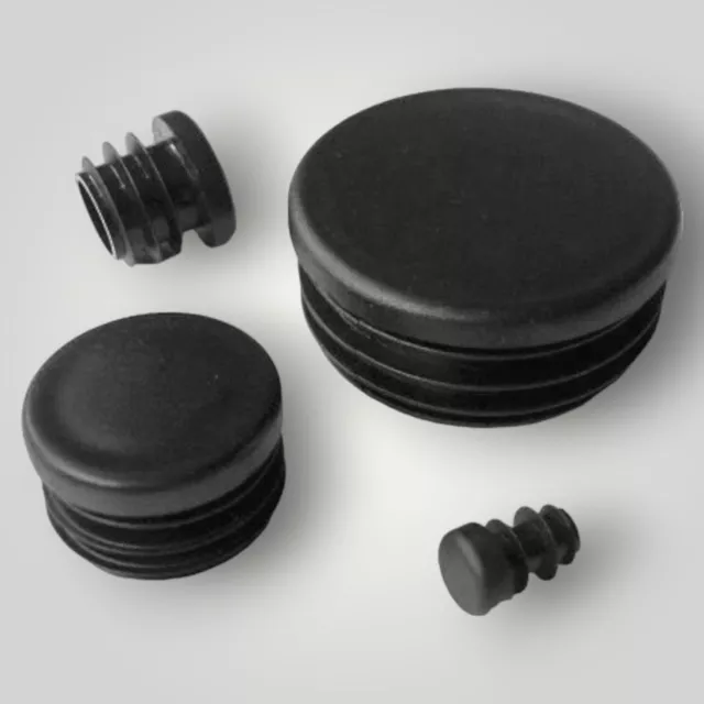 Round Plastic Blanking End Caps Tube Pipe Inserts Plugs Bungs / Black