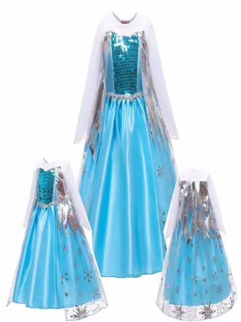 Costume Halloween Regina delle Nevi Anna Frozen Principessa Elsa Abito Ragazze Festa Cosplay 7