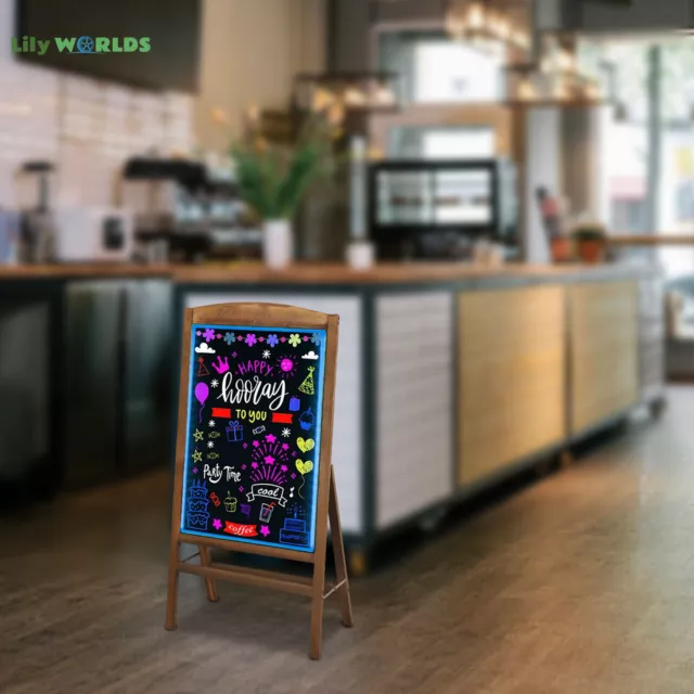 LED Drawing Message Board Dryerase Chalkboard Easel Floor Advertising Sign Board