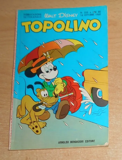 Ed.mondadori  Serie  Topolino   N° 255  1960  Originale  !!!!!