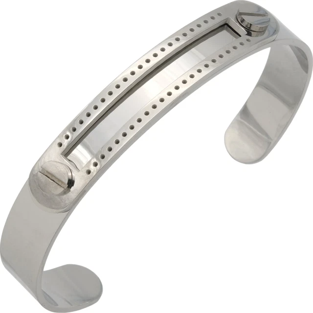 Brazalete de delicadeza de acero inoxidable de línea central para cuentas con placa con cuentas