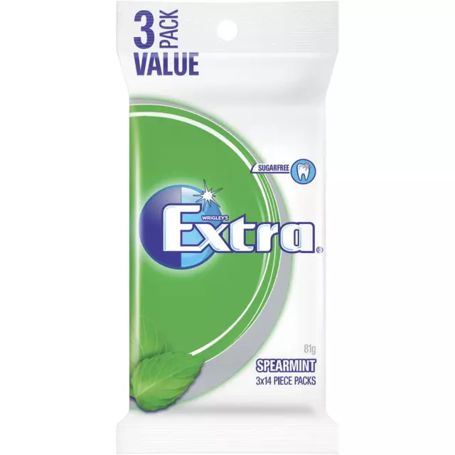 Wrigleys Extra Chewing Gum Spearmint 14 Pieces X 3 Pack