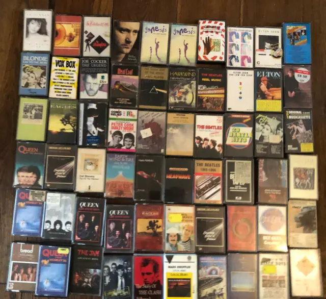job lot of mainly rock music cassettes x 60