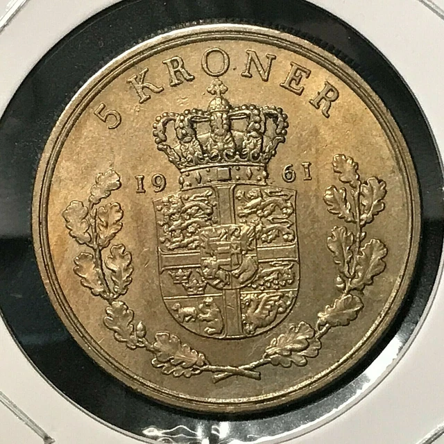1961 Denmark 5 Kroner High Grade Coin