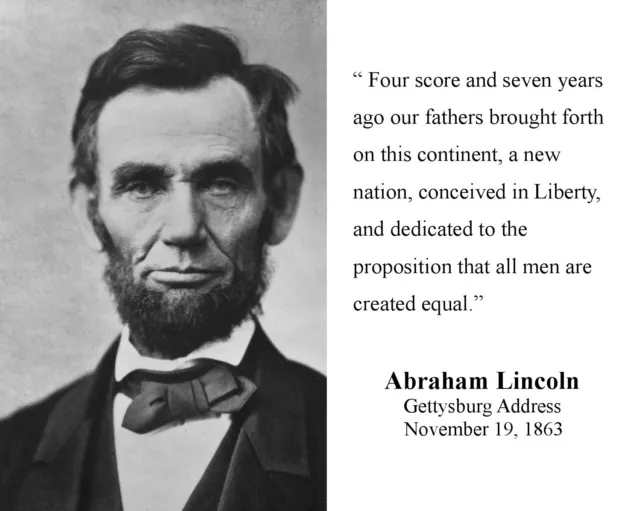 President Abraham Lincoln Quote Gettysburg Address Speech 8 x 10 Photo Picture