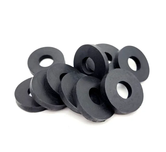 1/2" ID Rubber Flat Washers 1 1/4" OD Spacers Gaskets 3/16" Thick Oil Resistant