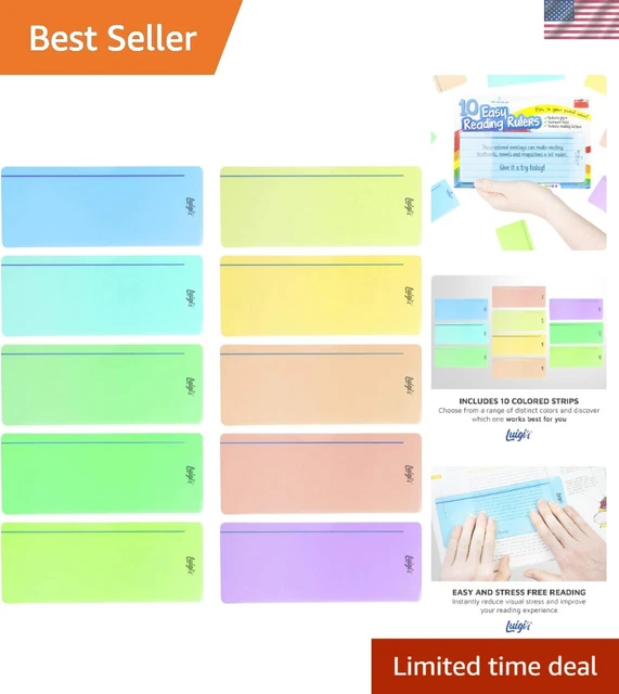 Over Layer Reading Ruler 10-PACK DYSLEXIA READING Rulers - Vibrant Colored Overlays for Enhanced ...
