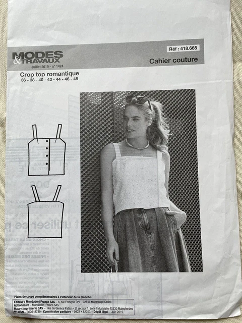 Patron De Couture TOP NOUÉ Femme - Magazine Modes & Travaux Mars 2023 - Tailles 36 à 48 - Neuf