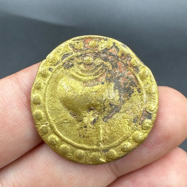 Rare Ancient Pyu Burmese Gold Plated Dvaravati Period Coin Circa AD 600-700