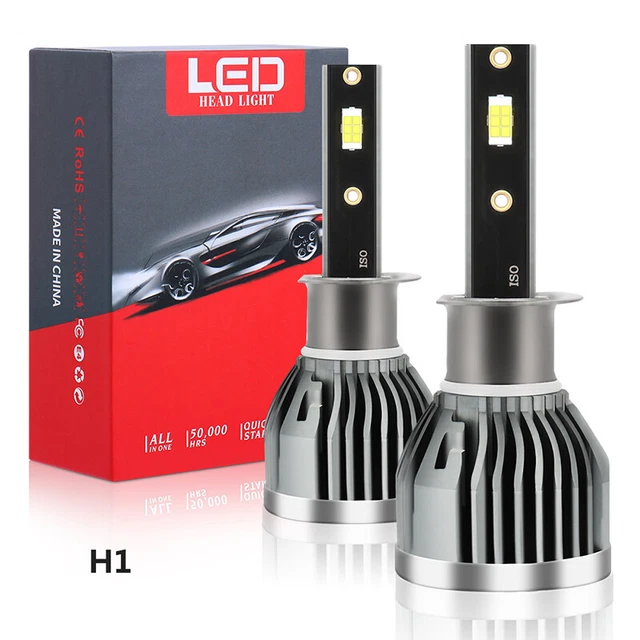 Pair H1 LED Headlight Bulb Conversion Kit High Low Beam Lamp 6000K Super White