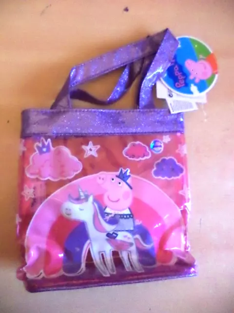 Borsa per la spesa trasparente Peppa Pig nuova con etichette per bambini accessori Claire