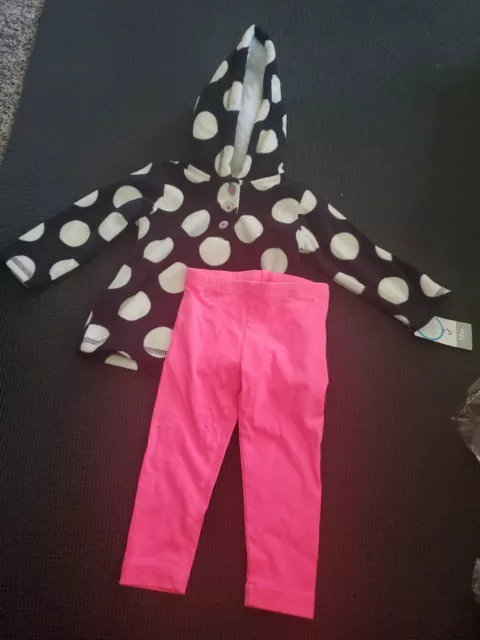 Carters Infant Girls 2 Pc Fleece Polka Dot Hoodie & Leggings Set NWT -12M