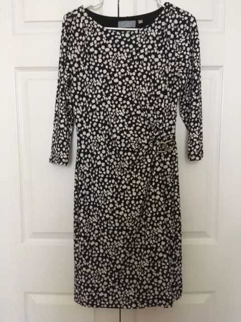 B-SLIM NY COLLECTION Women’s Dress Black White Spotted  3/4 Sleeve Dress Size S