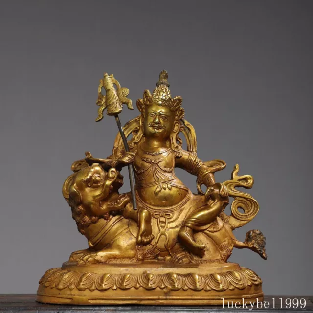 7.5& OLD TIBET Buddhism Temple Bronze 24k gilt the King of Wealth ...