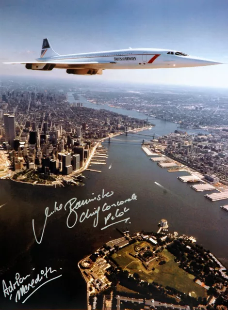 Concorde Flying Over Manhattan £45 16X12 Hand Signed By Concorde Captain New