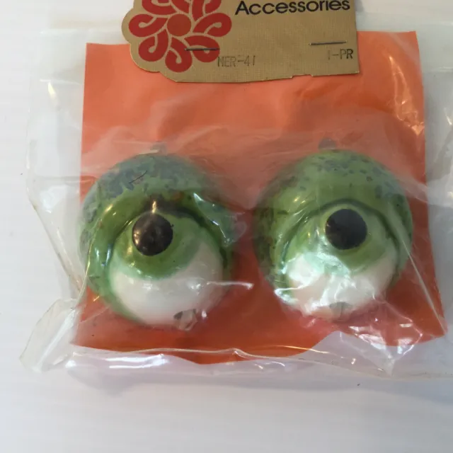 Vintage Ceramic Bead Eyes for Macrame FROG Animal Halloween Craft NOS
