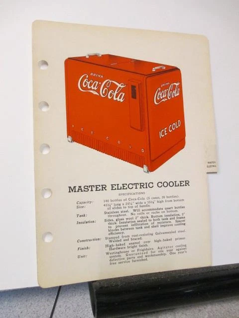 COCA COLA 1940 store salesman sample soda bottle vending machine cooler MAST ELE