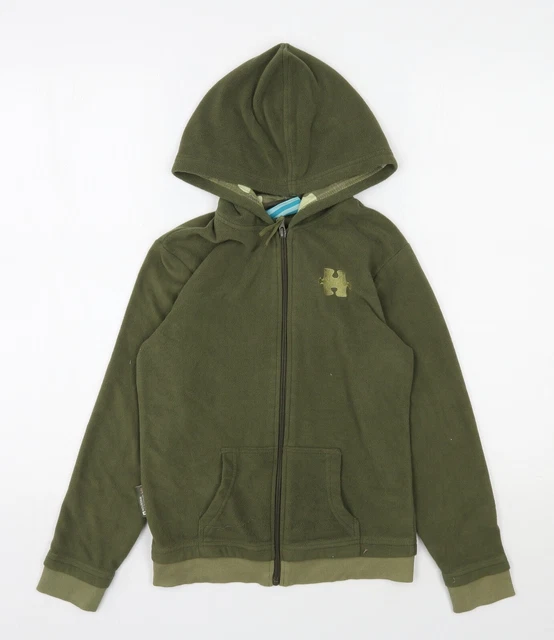 Felpa con cappuccio verde poliestere cerniera taglia 9-10 anni cerniera