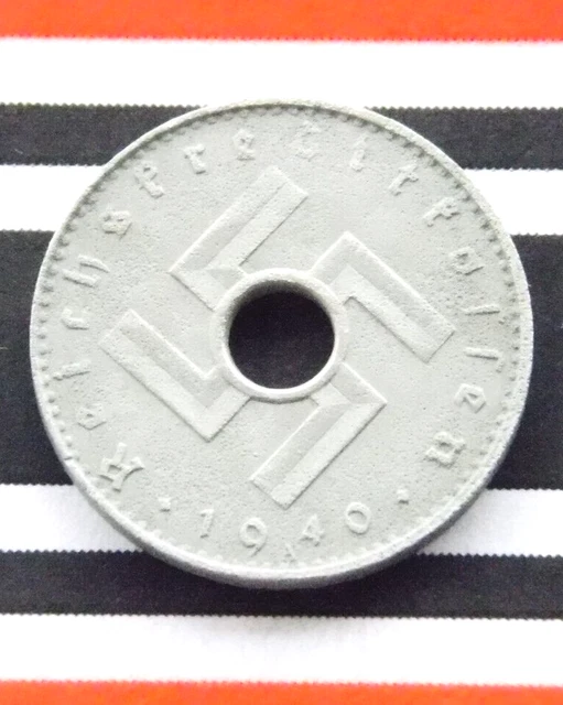 GERMAN Coin 5 PFENNIG 1940 A REICHSKREDITKASSEN Military SWASTIKA 3rd WW2 +RARE+